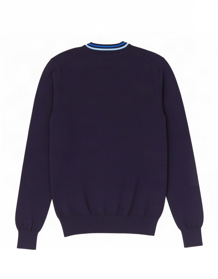 Fred Perry Mens V-Neck Jumper Sweater Medium Navy Blue Cotton