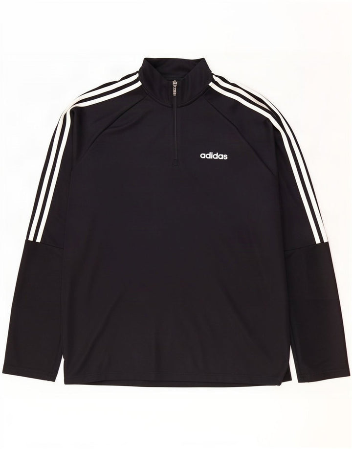 Adidas Mens Aeroready Zip Neck Pullover Tracksuit Top XL Black Polyester