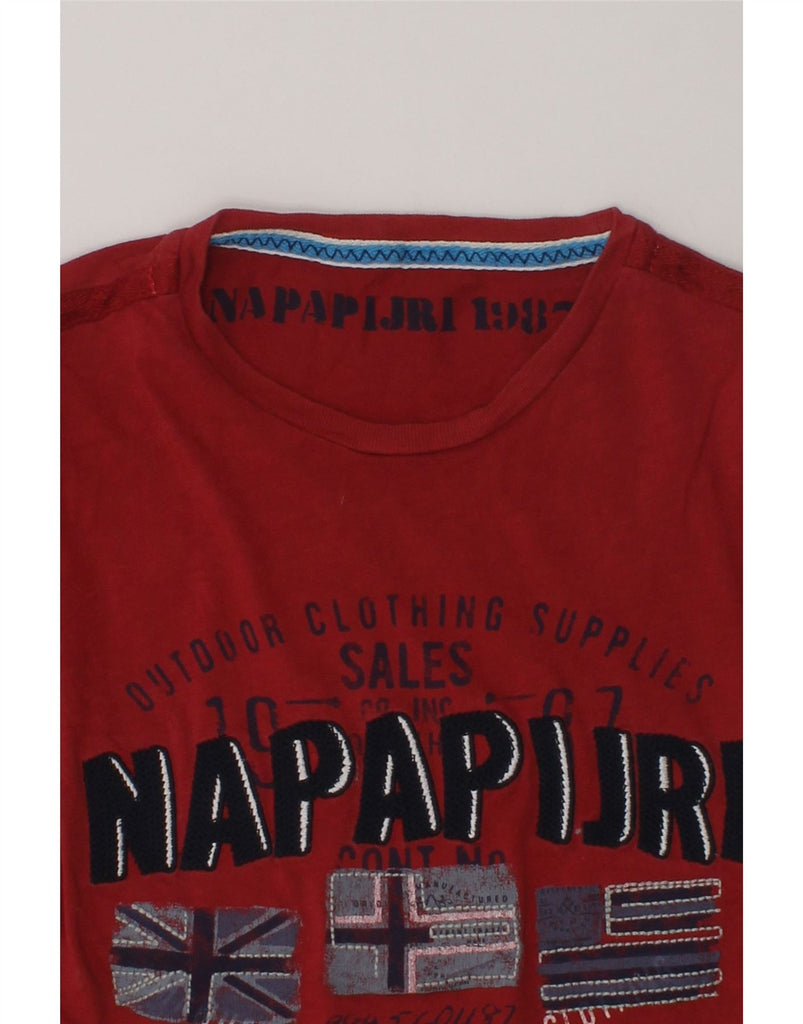 NAPAPIJRI Boys Graphic T-Shirt Top 3-4 Years Red Cotton | Vintage Napapijri | Thrift | Second-Hand Napapijri | Used Clothing | Messina Hembry 