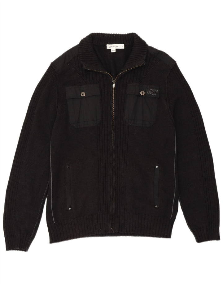 Calvin Klein Mens Cardigan Sweater Large Black Cotton