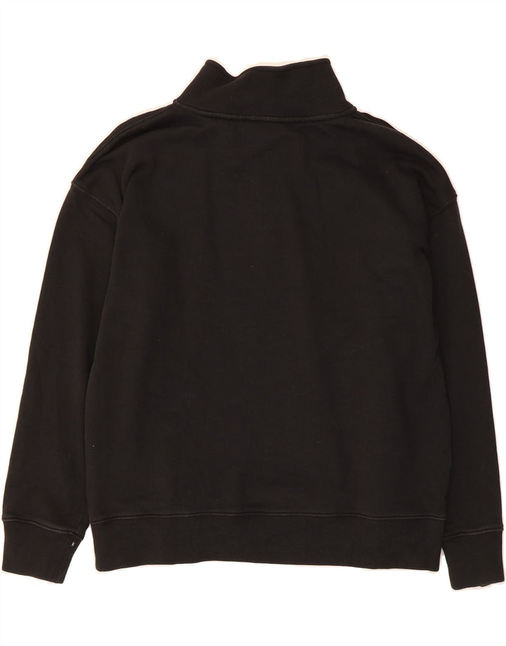 J. CREW Womens Oversized Zip Neck Sweatshirt Jumper UK 14 Medium Black Vintage J. Crew and Second-Hand J. Crew from Messina Hembry 
