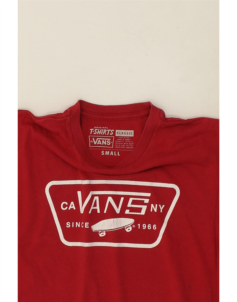 VANS Mens Classic Fit Graphic T-Shirt Top Small Red Cotton Vintage Vans and Second-Hand Vans from Messina Hembry 