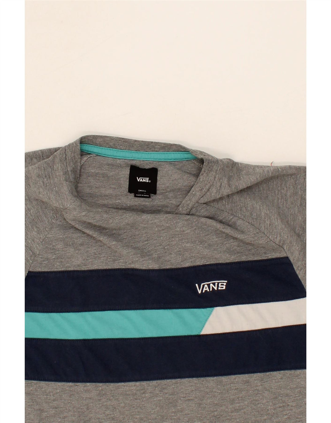 VANS Mens Graphic Top 3/4 Sleeve Small Grey Striped Vintage Vans and Second-Hand Vans from Messina Hembry 
