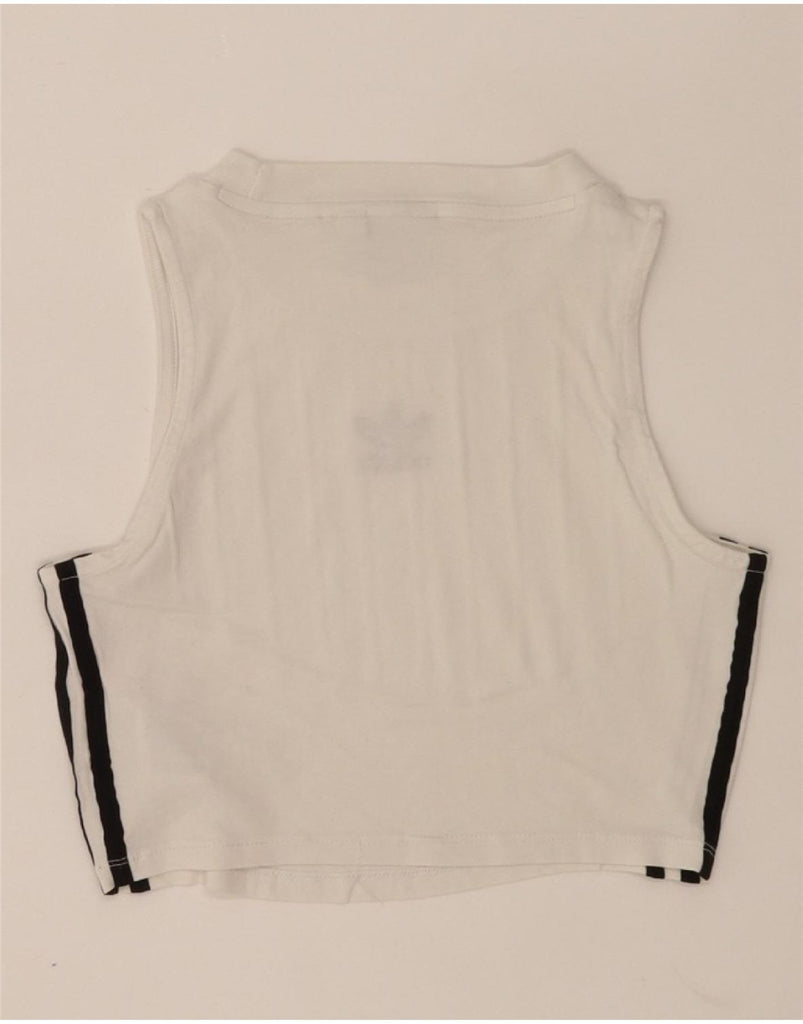 ADIDAS Womens Crop Vest Top UK 8 Small White Cotton Vintage Adidas and Second-Hand Adidas from Messina Hembry 
