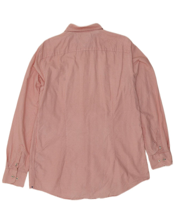Tommy Hilfiger Mens Slim Fit Shirt XL Pink Spotted Cotton