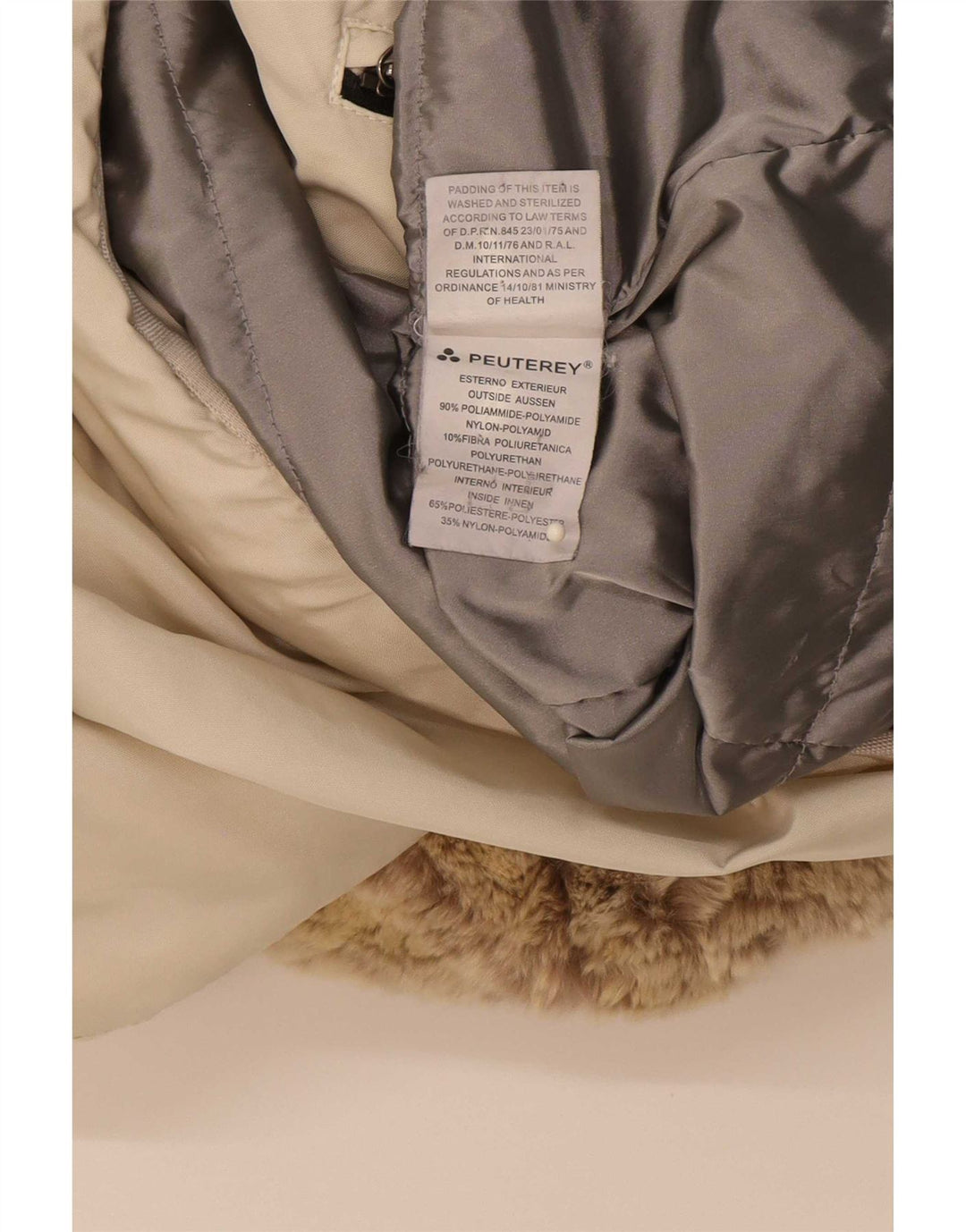 PEUTEREY Womens Padded Jacket IT 40 Medium Beige Polyamide