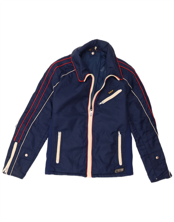 McGregor Womens Windbreaker Jacket UK 12 Medium Navy Blue Colourblock