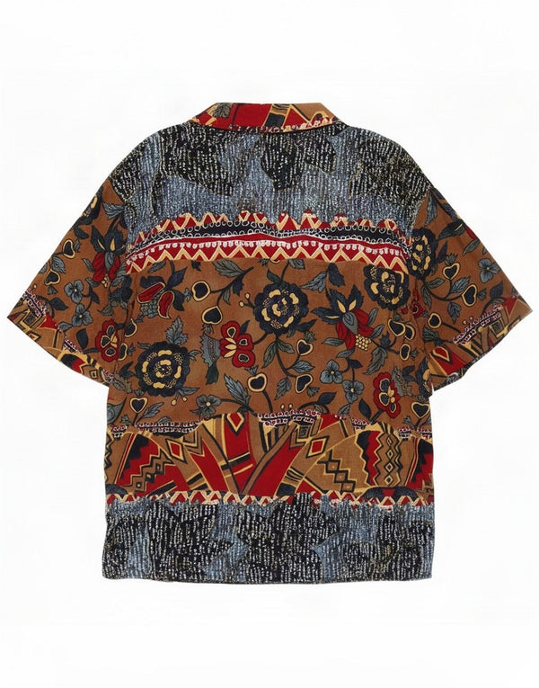 Benetton Womens Short Sleeve Shirt Blouse IT 46 Large Multicoloured Floral