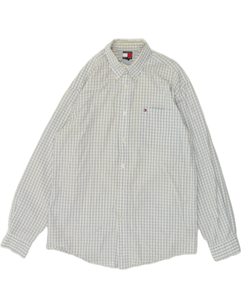 TOMMY HILFIGER Boys Shirt 15-16 Years XL Grey Gingham Cotton | Vintage Tommy Hilfiger | Thrift | Second-Hand Tommy Hilfiger | Used Clothing | Messina Hembry 