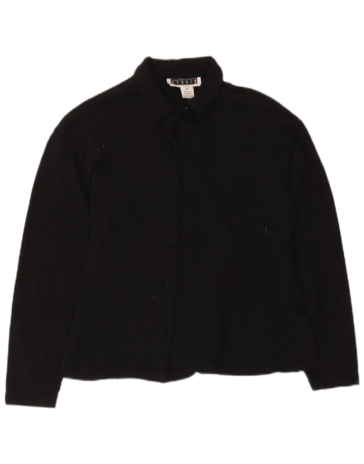 Studio Womens Long Sleeve Regular Fit Shirt UK 14 Large Black Wool Classic