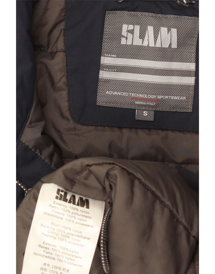 Slam Mens Hooded Windbreaker Jacket UK 36 Small Navy Blue Nylon