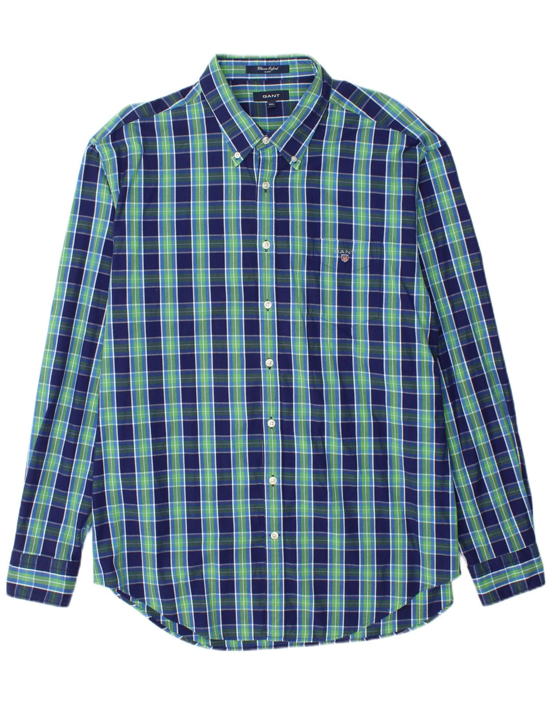 GANT Mens E-Z Fit Classic Fit Shirt 2XL Navy Blue Check Cotton