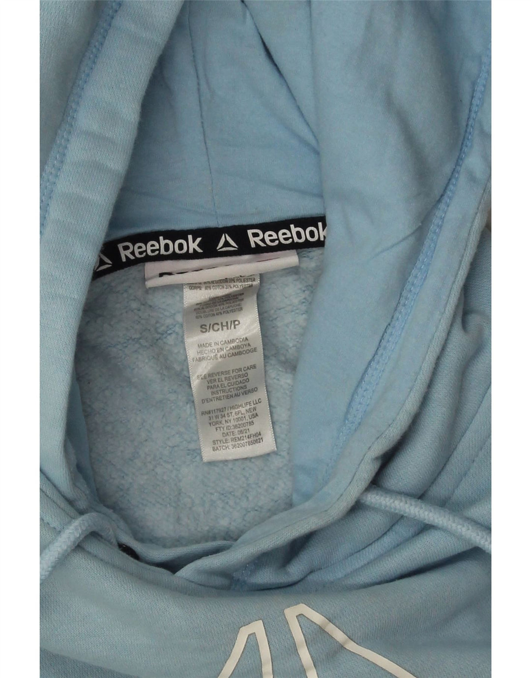 Reebok Mens Graphic Hoodie Jumper Small Blue Cotton