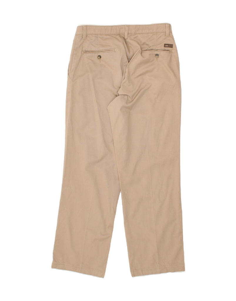 LEE Mens Custom Fit Straight Chino Trousers W33 L30 Beige Cotton | Vintage Lee | Thrift | Second-Hand Lee | Used Clothing | Messina Hembry 