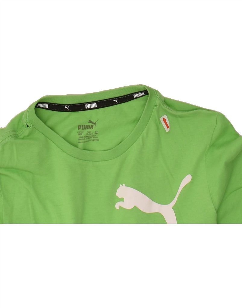 PUMA Boys Graphic T-Shirt Top 11-12 Years Green Cotton | Vintage Puma | Thrift | Second-Hand Puma | Used Clothing | Messina Hembry 