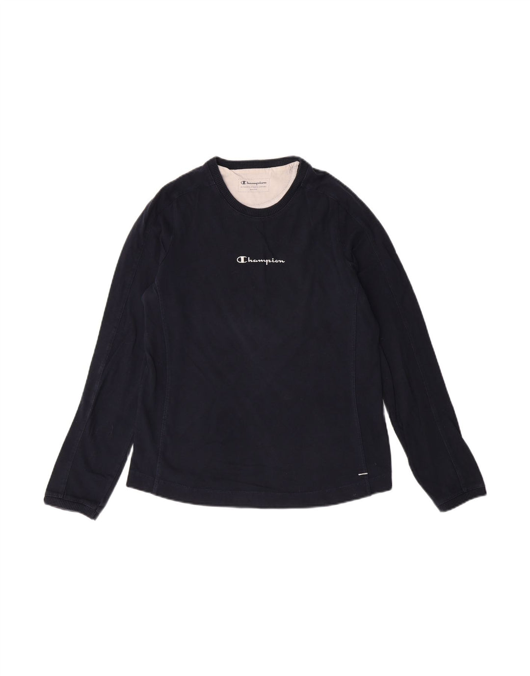 CHAMPION Womens Top Long Sleeve UK 14 Medium Navy Blue Cotton