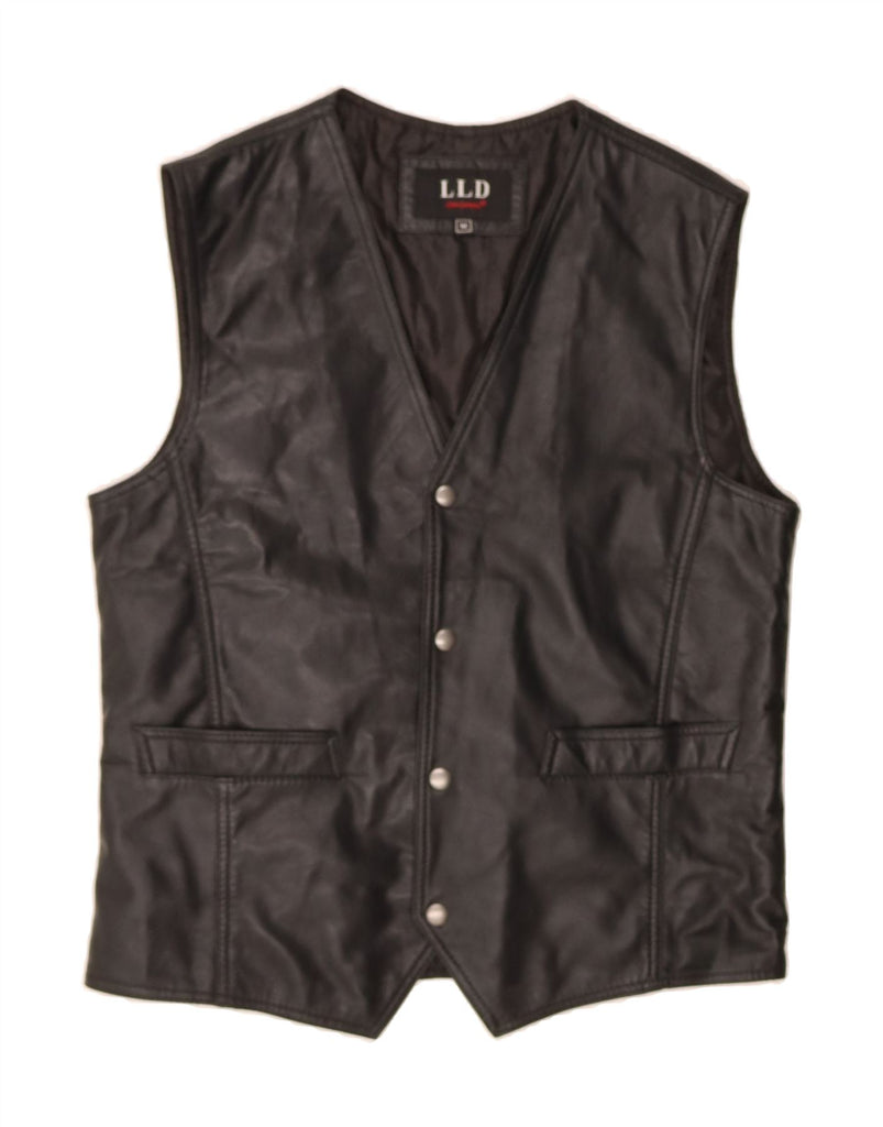 LLD Mens Leather Waistcoat Medium Black Leather Vintage LLD and Second-Hand LLD from Messina Hembry 