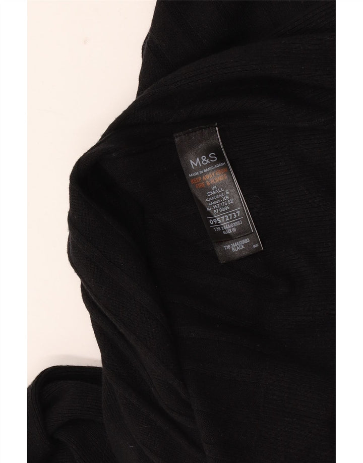 Marks & Spencer Womens Open Cardigan Sweater UK 10 Small Black Striped