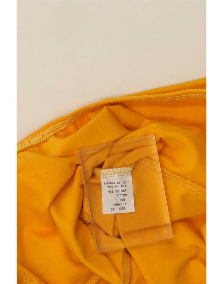 Vintage Womens Sleeveless Bodysuit UK 12 Medium Yellow Cotton