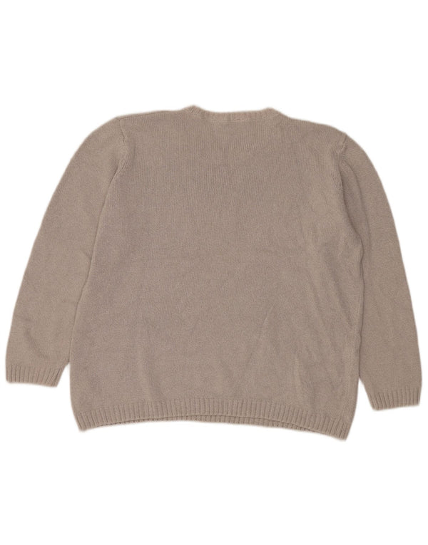 Marks & Spencer Womens Boat Neck Jumper Sweater UK 18 XL Grey Cotton