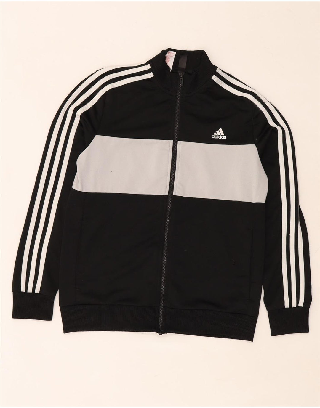 Adidas Boys Tracksuit Top Jacket 13-14 Years Black Colourblock