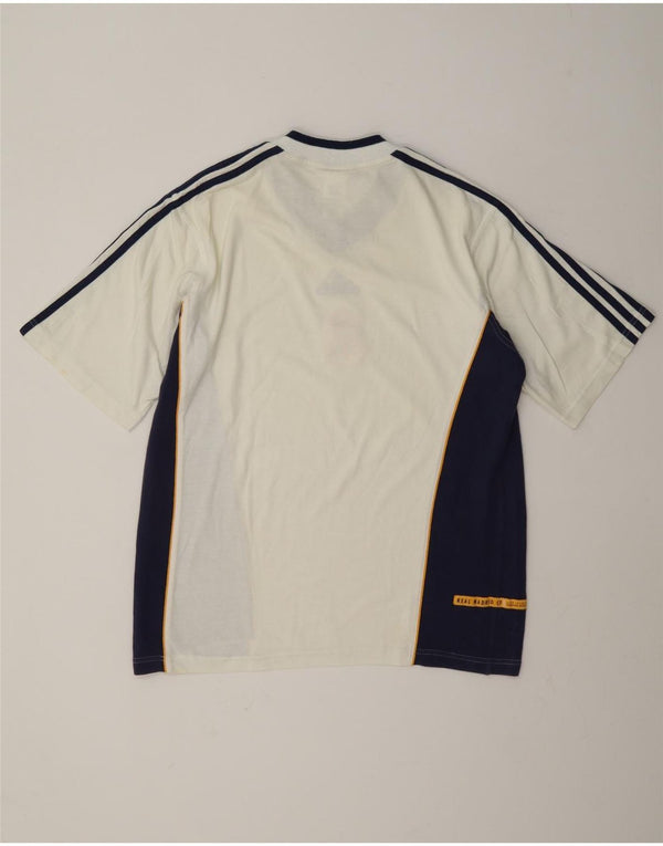 Adidas Mens Real Madrid T-Shirt Top UK 40/42 Medium Off White Colourblock