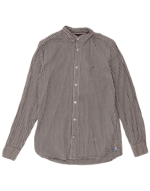 Tommy Hilfiger Mens Shirt Small Black Gingham Cotton