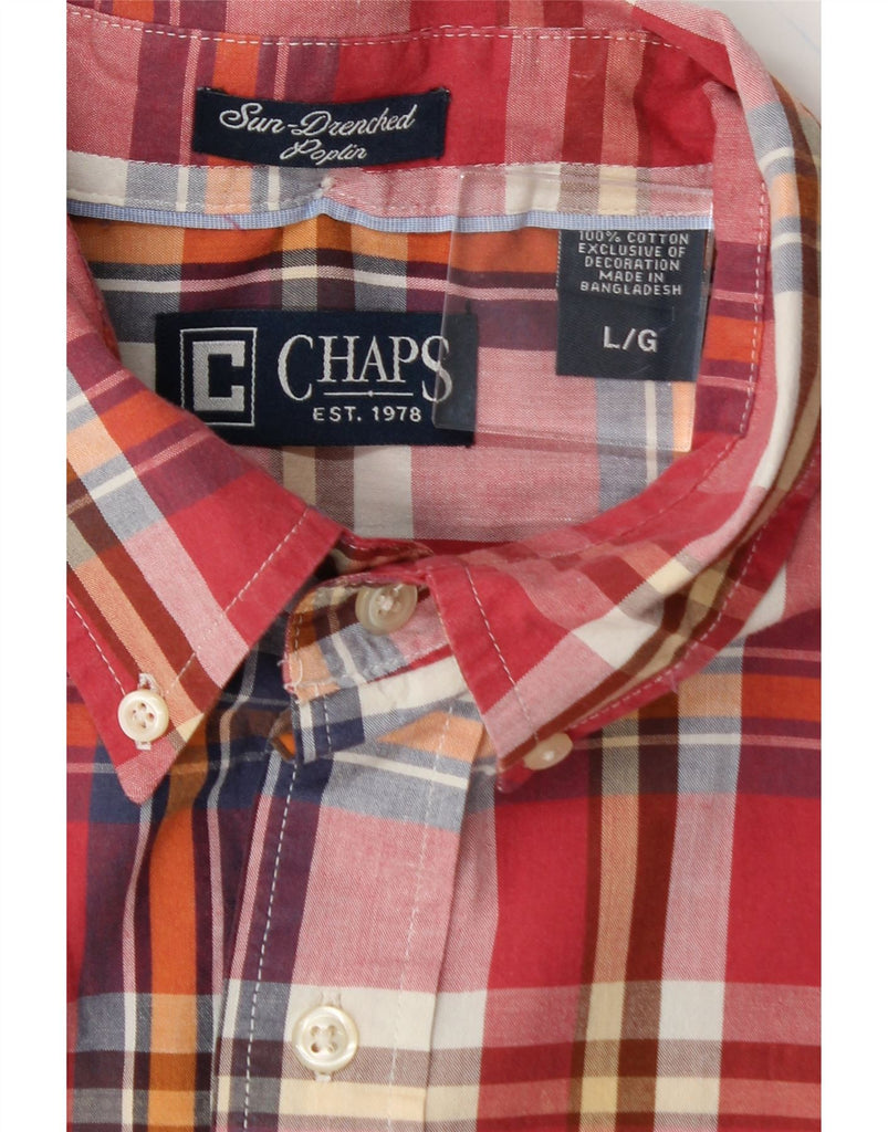 CHAPS Mens Short Sleeve Shirt Large Red Check Cotton Vintage Chaps and Second-Hand Chaps from Messina Hembry 