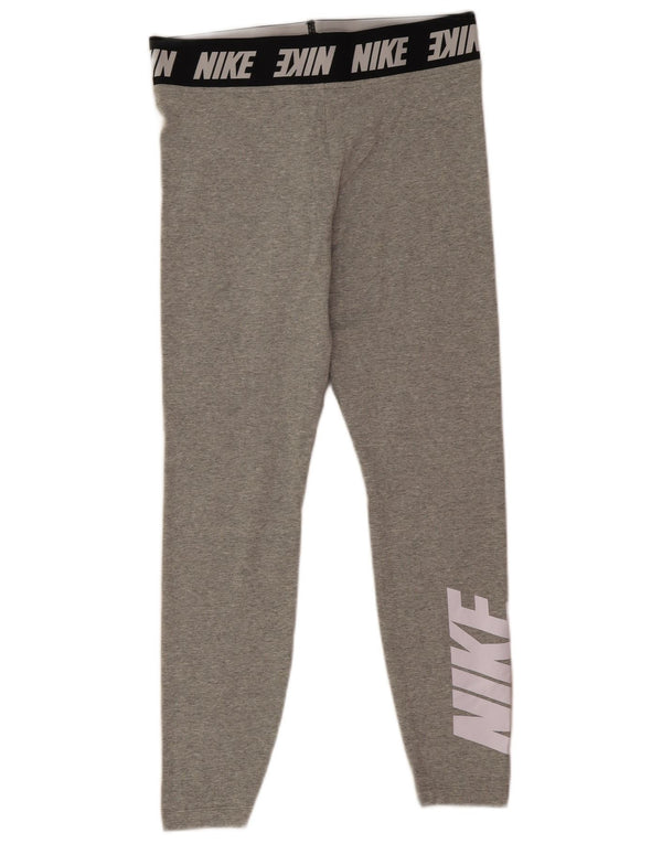 Nike Womens Graphic Leggings UK 14 Large Grey Cotton