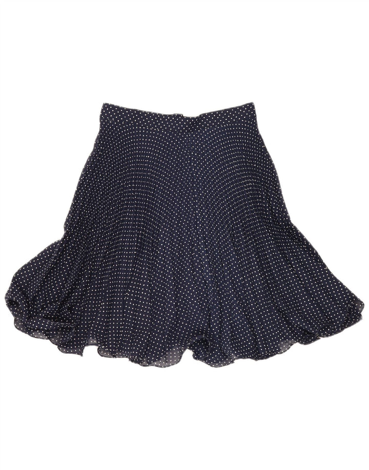 VINTAGE Womens Flared Skirt IT 46 Large W30  Navy Blue Polka Dot