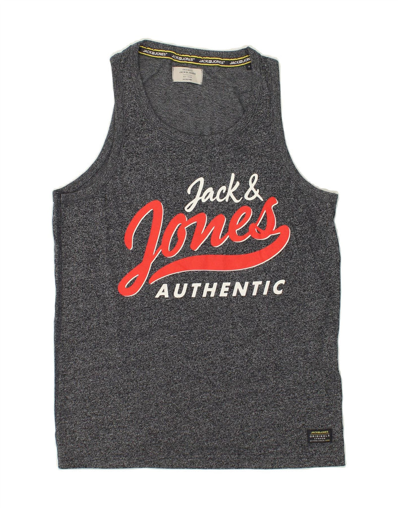 JACK & JONES Mens Graphic Vest Top Medium Grey Cotton | Vintage Jack & Jones | Thrift | Second-Hand Jack & Jones | Used Clothing | Messina Hembry 