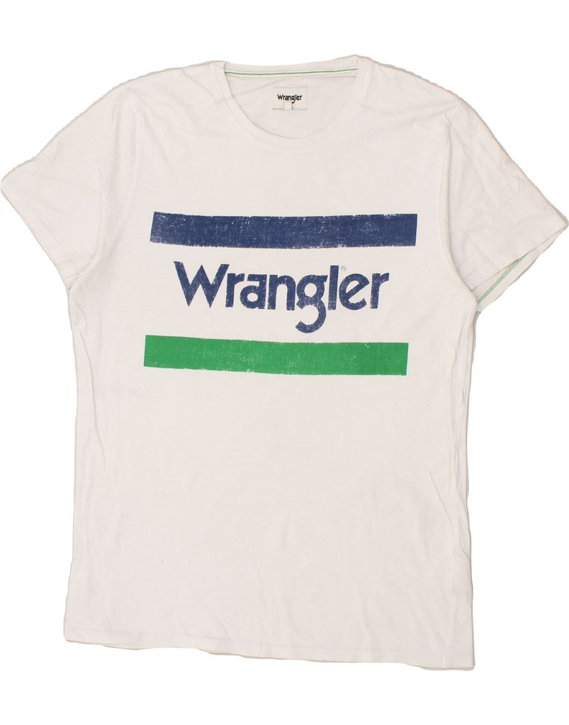 WRANGLER Mens Graphic T-Shirt Top Small White Cotton | Vintage Wrangler | Thrift | Second-Hand Wrangler | Used Clothing | Messina Hembry 