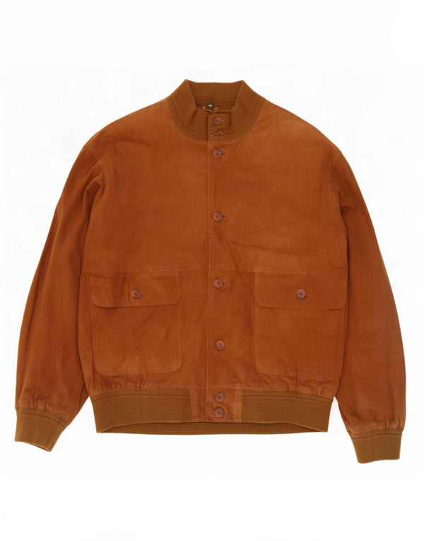 Vintage Mens Suede Bomber Jacket UK 42 XL Brown