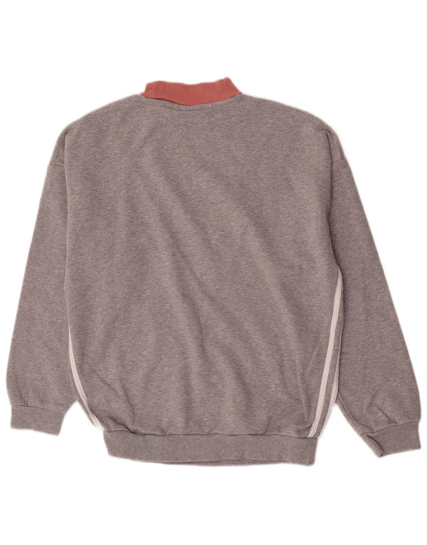 Adidas Womens Sweatshirt Jumper UK 12 Medium Grey Colourblock Cotton