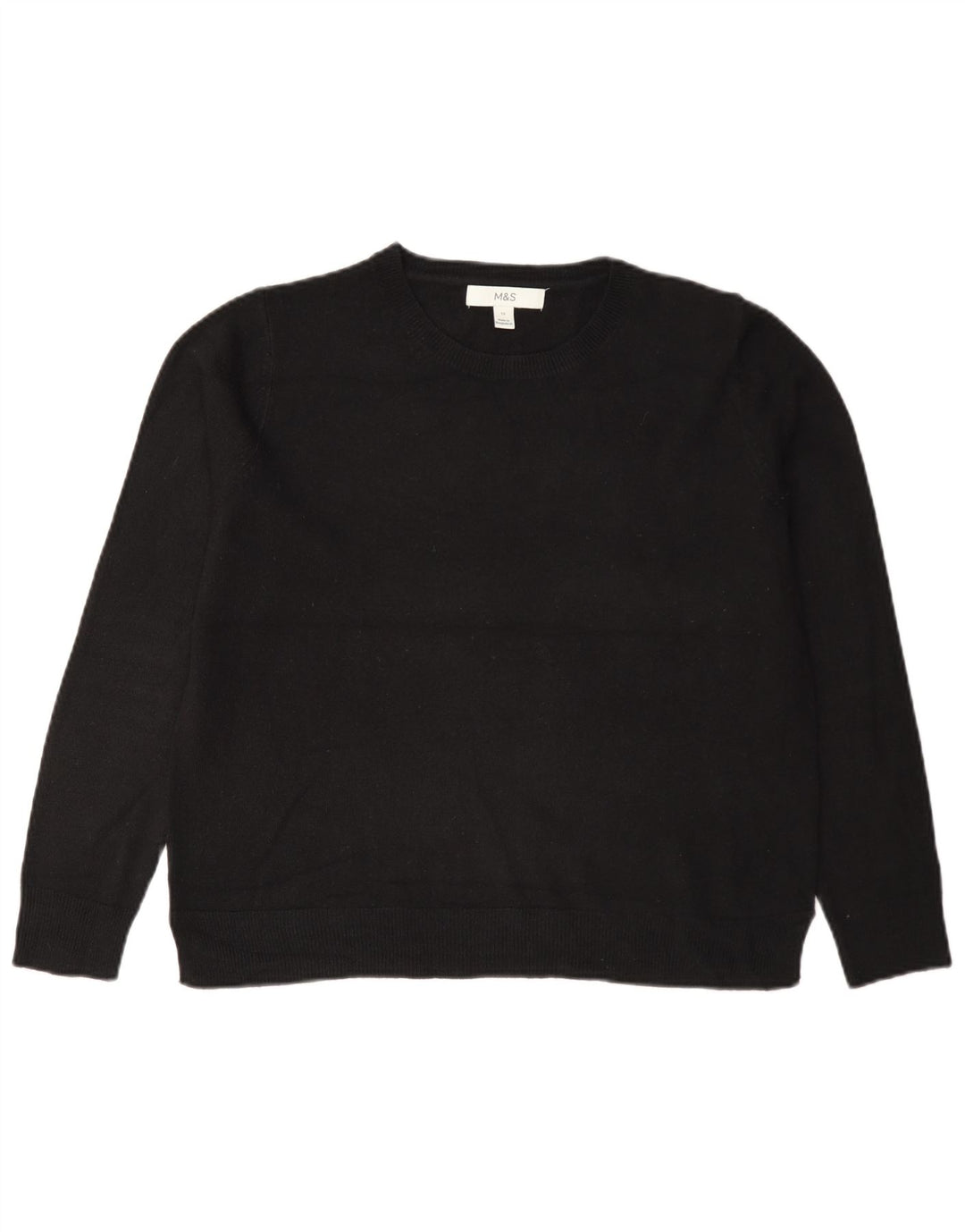 Marks & Spencer Womens Crew Neck Jumper Sweater UK 12 Medium Black Acrylic