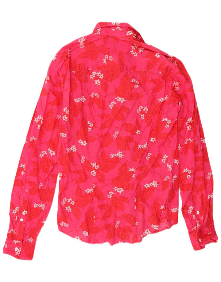 Hugo Boss Mens Shirt Small Pink Floral Cotton