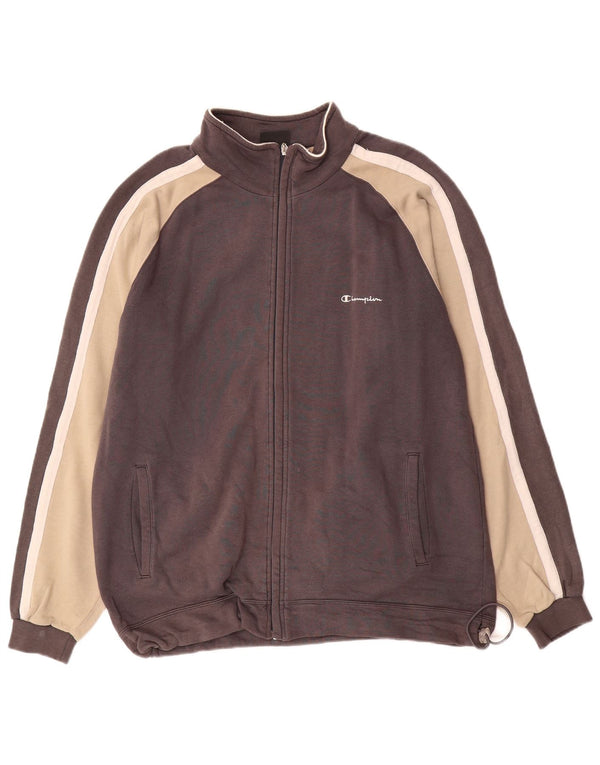 Champion Mens Tracksuit Top Jacket Large Brown Colourblock Cotton