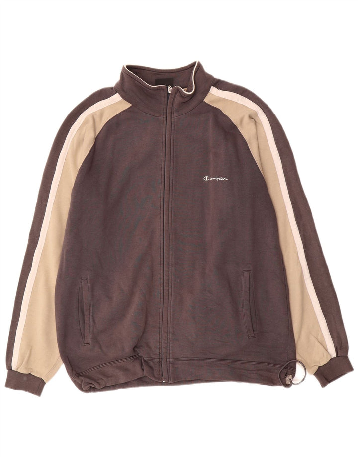 Champion Mens Tracksuit Top Jacket Large Brown Colourblock Cotton