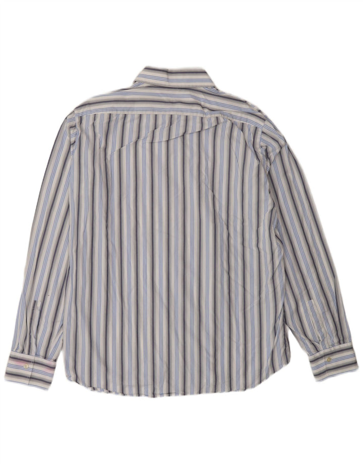 HUGO BOSS Mens Shirt Size 43 17 XL Blue Striped Cotton