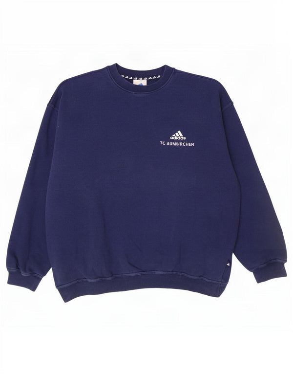 Adidas Mens Sweatshirt Jumper UK 44/46 Large Navy Blue Cotton