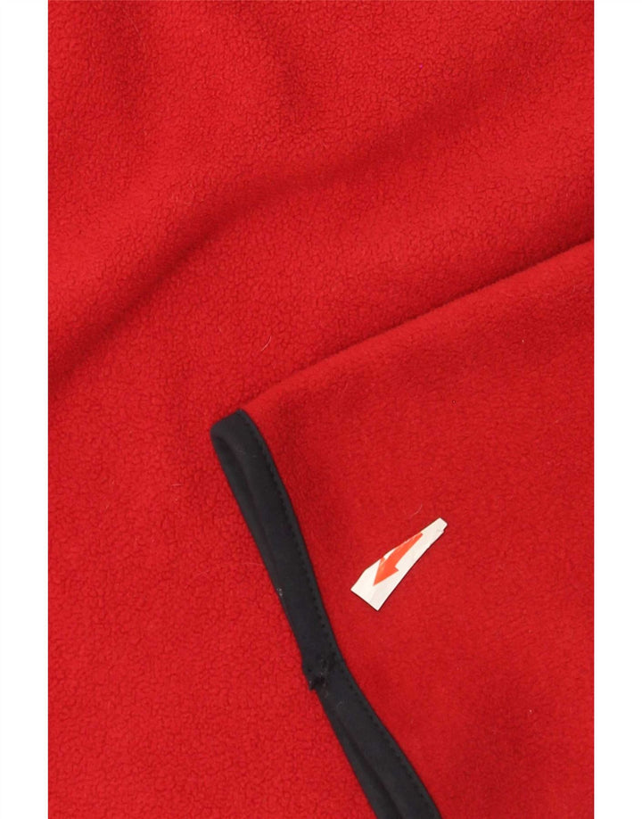 Nautica Mens Zip Neck Fleece Jumper Large Red Colourblock Polyester