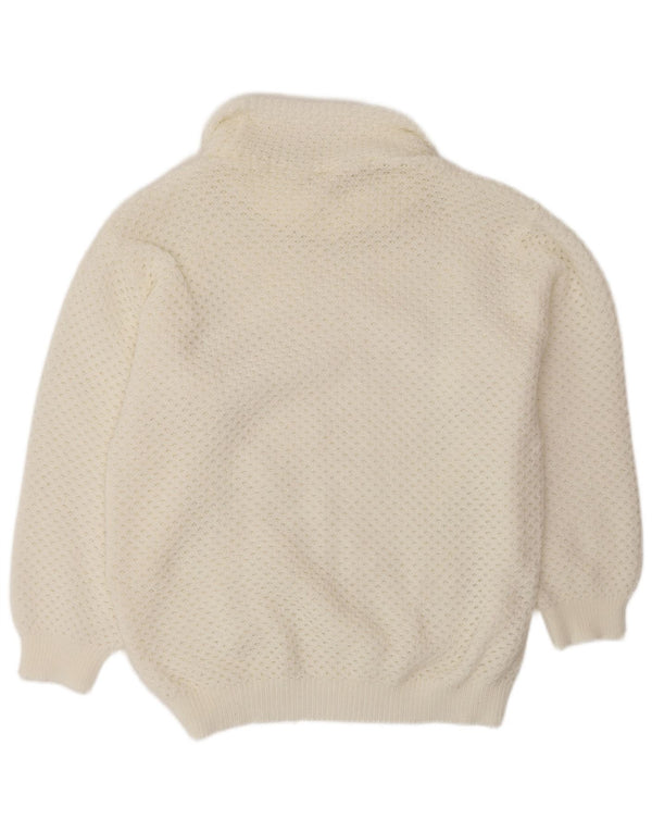 VINTAGE Womens Oversized Roll Neck Jumper Sweater UK 14 Medium White