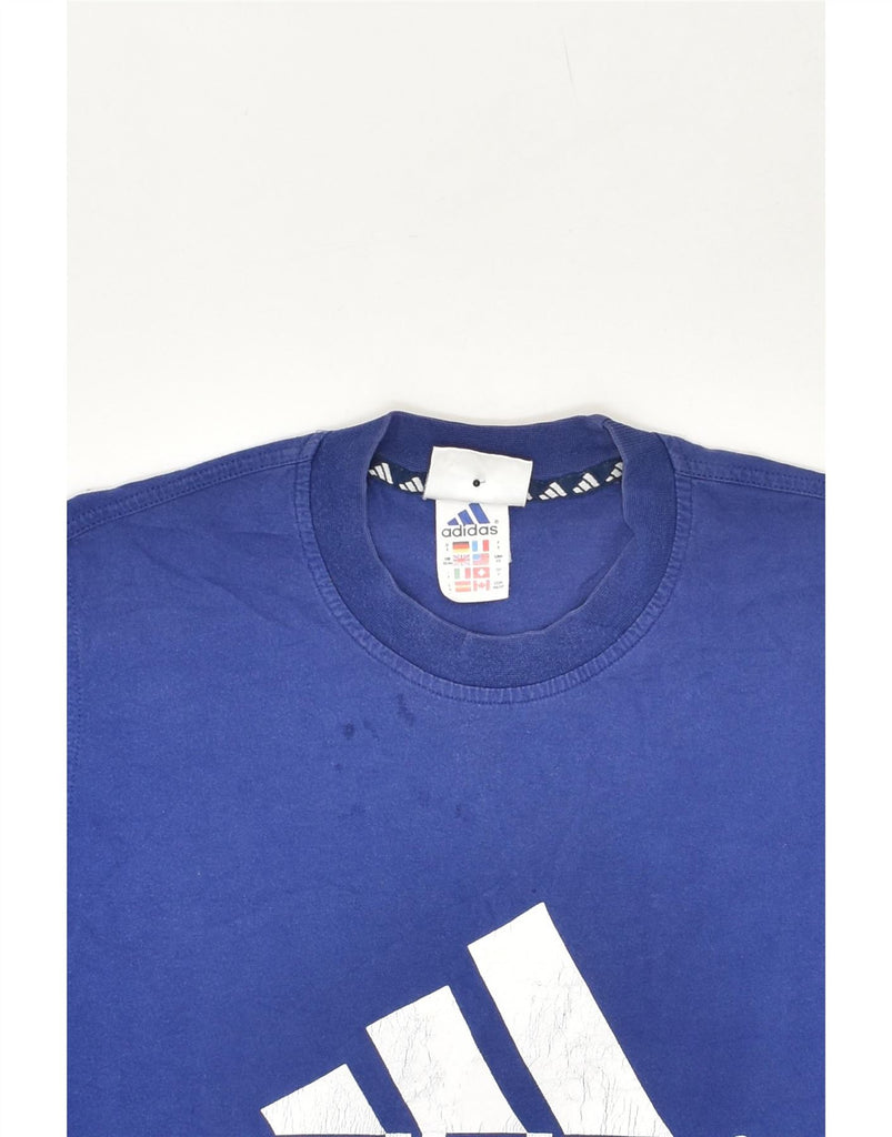 ADIDAS Mens Graphic T-Shirt Top UK 32/34 XS Blue Cotton Vintage Adidas and Second-Hand Adidas from Messina Hembry 