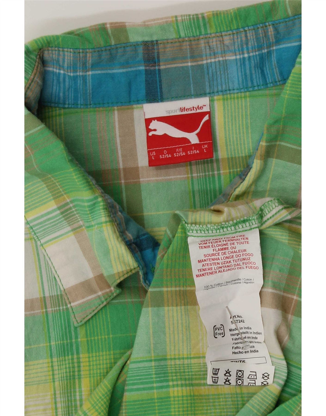 Nike Mens Short Sleeve Shirt Large Green Check Cotton