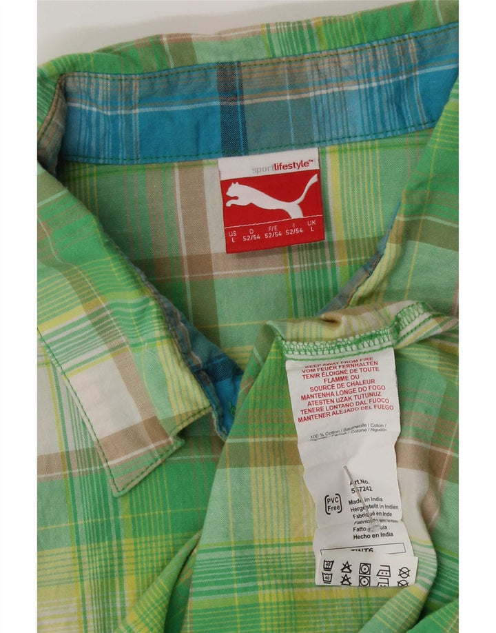 Nike Mens Short Sleeve Shirt Large Green Check Cotton