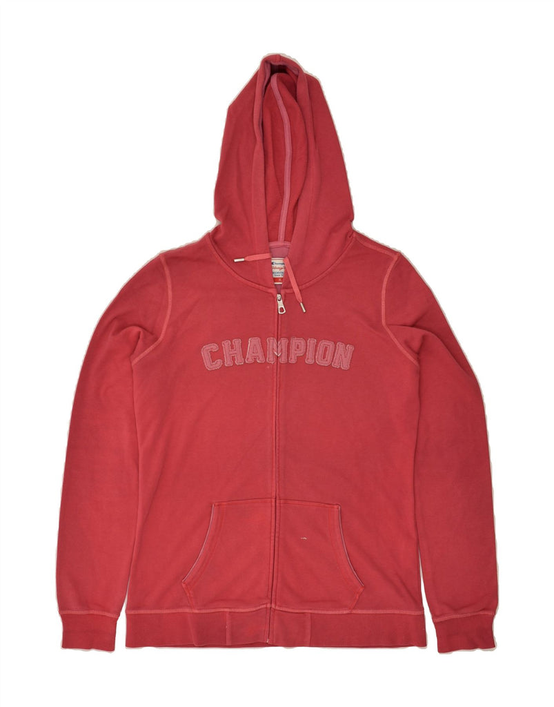 CHAMPION Womens Graphic Zip Hoodie Sweater UK 18 XL Red Cotton | Vintage Champion | Thrift | Second-Hand Champion | Used Clothing | Messina Hembry 