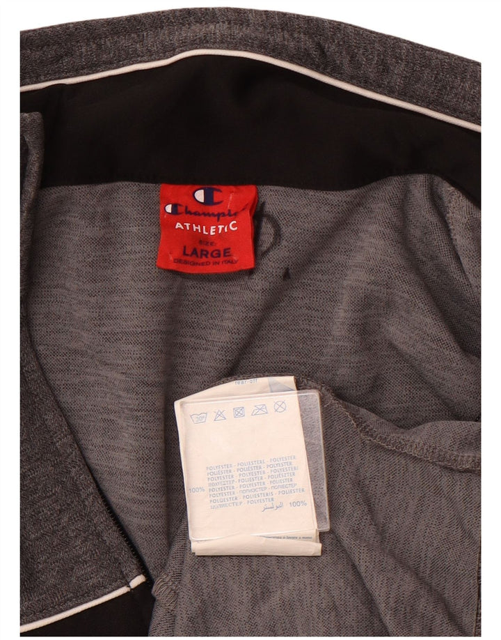 CHAMPION Mens Tracksuit Top Jacket Large Grey Colourblock Polyester