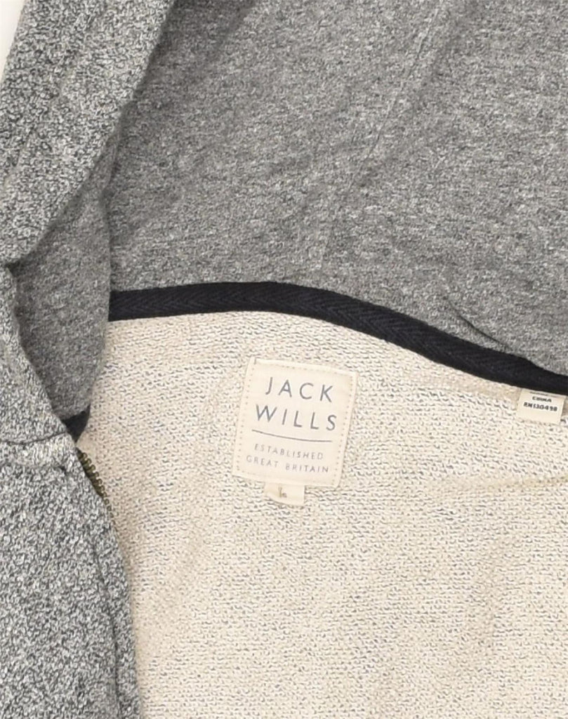 JACK WILLS Mens Graphic Zip Hoodie Sweater Small Grey Cotton | Vintage Jack Wills | Thrift | Second-Hand Jack Wills | Used Clothing | Messina Hembry 