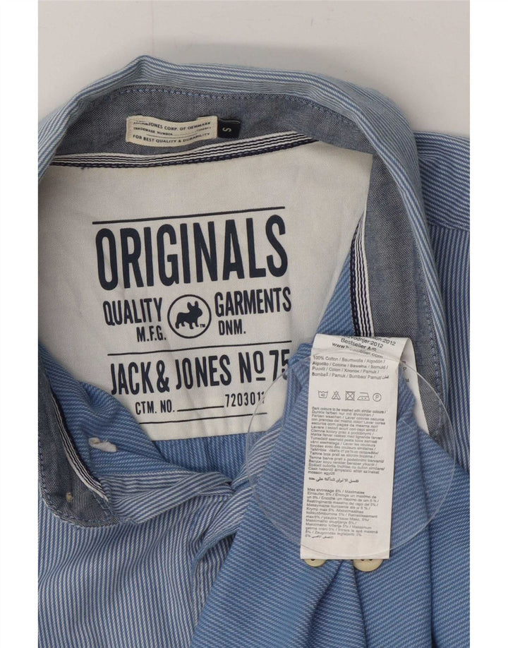Jack & Jones Mens Shirt Small Blue Pinstripe Cotton