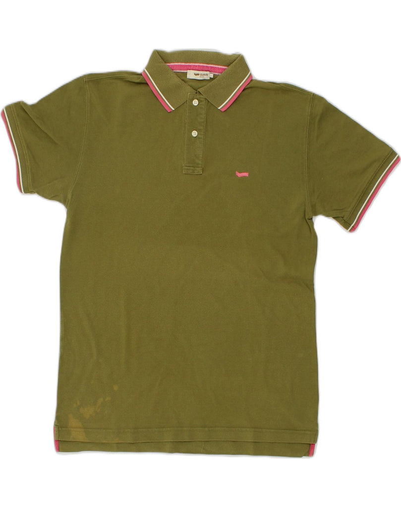 GAS Mens Basic Polo Shirt Large Khaki Cotton | Vintage Gas | Thrift | Second-Hand Gas | Used Clothing | Messina Hembry 